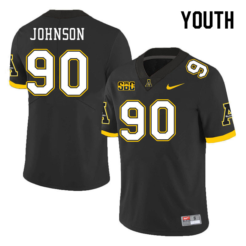 Youth #90 Nate Johnson Appalachian State Mountaineers College Football Jerseys Stitched Sale-Black